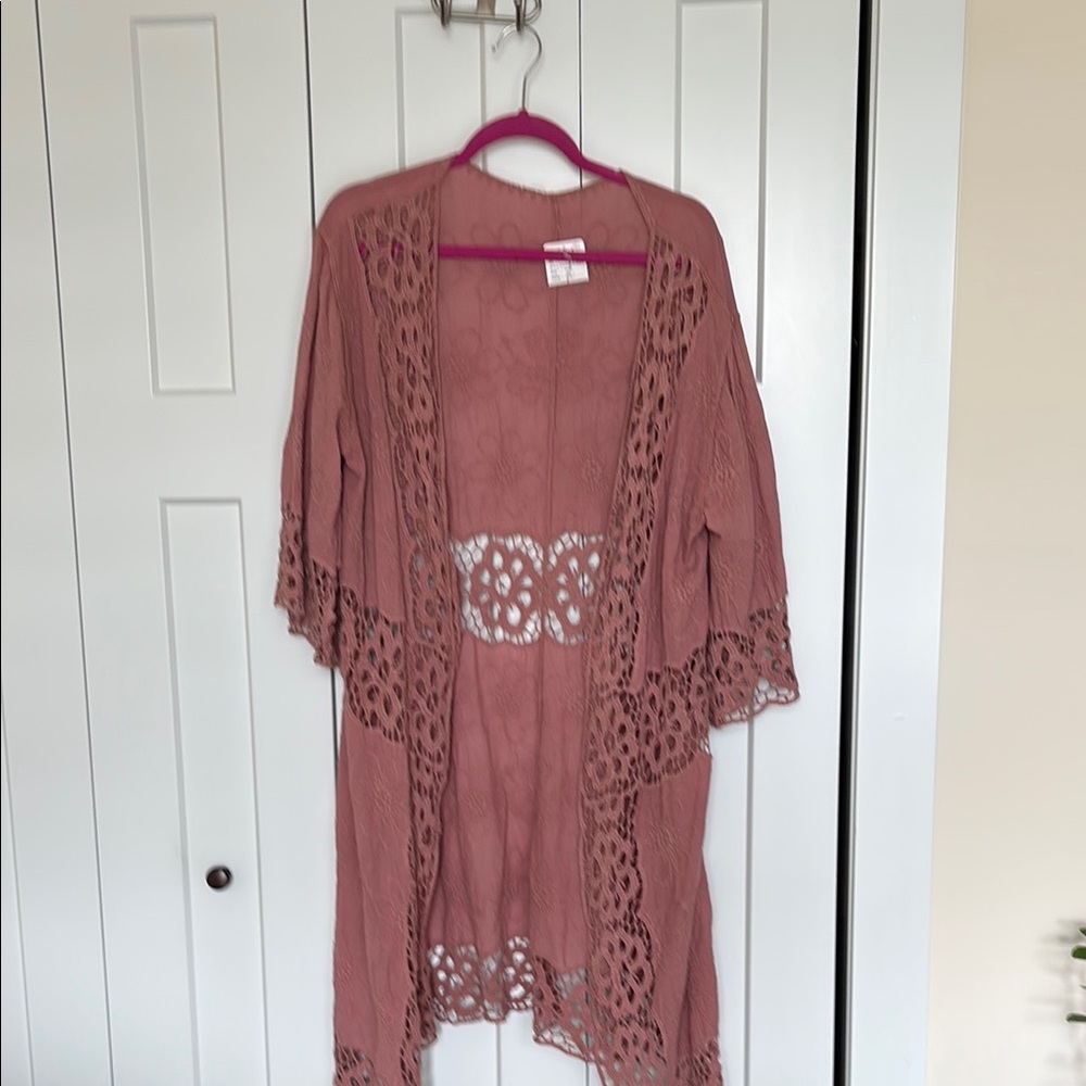 Pink Asymmetrical Embellished 3/4 Sleeve Blouse